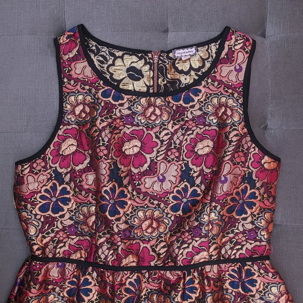 Eyeshadow Metallic Floral A-Line Dress (RIPPED SEAM-SEE DESCRIPTION)